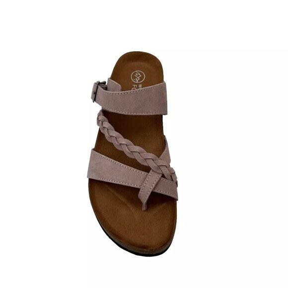 White Mountain Womens Leather Slide Sandals Size 9 Light Lavender Toe Loop Style - Picture 3 of 15